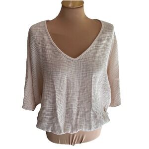 Suunday Women's‎ Gauze Dolman Top Ivory Minimalist Lagenlook Boho